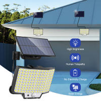 Lámpara Solar Exterior Con Sensor De Movimiento 348LED Luz De Seguridad Impermeable Para Jardín Y Garage Potente Spot Solar Incluido - details 6