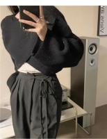 Suéter De Punto Corto De Invierno Para Mujer Estilo Callejero Y2K De Alta Estiramiento Manga Larga O-Neck Suéter Pulla - details 3