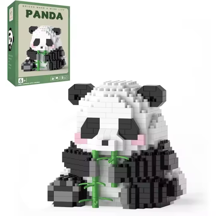 Minibloques de construcción - Panda saludando, Regalos de fiesta-Microloques de panda de Juguetes para niños de 6, 7, 8, 9 y 10 años en Adelante, construcción de minibloques (538 piezas), Panda B-5 - 1
