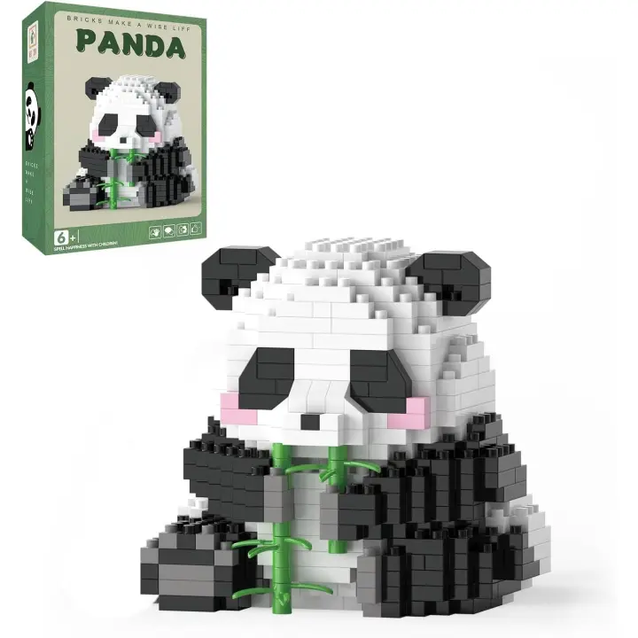 Minibloques de construcción - Panda saludando, Regalos de fiesta-Microloques de panda de Juguetes para niños de 6, 7, 8, 9 y 10 años en Adelante, construcción de minibloques (538 piezas), Panda B-5 - 1
