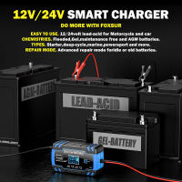 Cargador De Batería Automático FOXSUR 12V 24V Con Pantalla LCD Para Coche Motocicleta Camión Batería AGM Plomo-Acida Reparación De Pulso - details 10