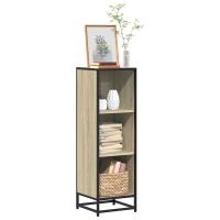 vidaXL Estantería madera de ingeniería 33,5x33x107,5 cm en color Marrón roble/Roble ahumado/Negro y más | almacenamiento funcional diseño moderno para baño dormitorio sala - details 3
