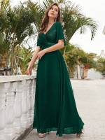 Vestido De Novia Sastre Unithorse Elegante Con Encaje Y Mariposa En Manga Chiffon Para Damas De Honor V-Neck Largo Al Piso - details 34