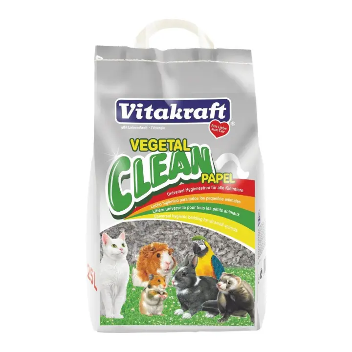 VITAKRAFT - Vegetal Clean Lecho Universal de Papel Para Todas las Mascotas Biodegradable Alta Absorción 25l - 1