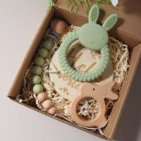 Juego De Regalo Para Bebé Recién Nacido Mordedor De Silicona Conejito Juguete De Madera Rattle Accesorios Para Fotografía - details 0