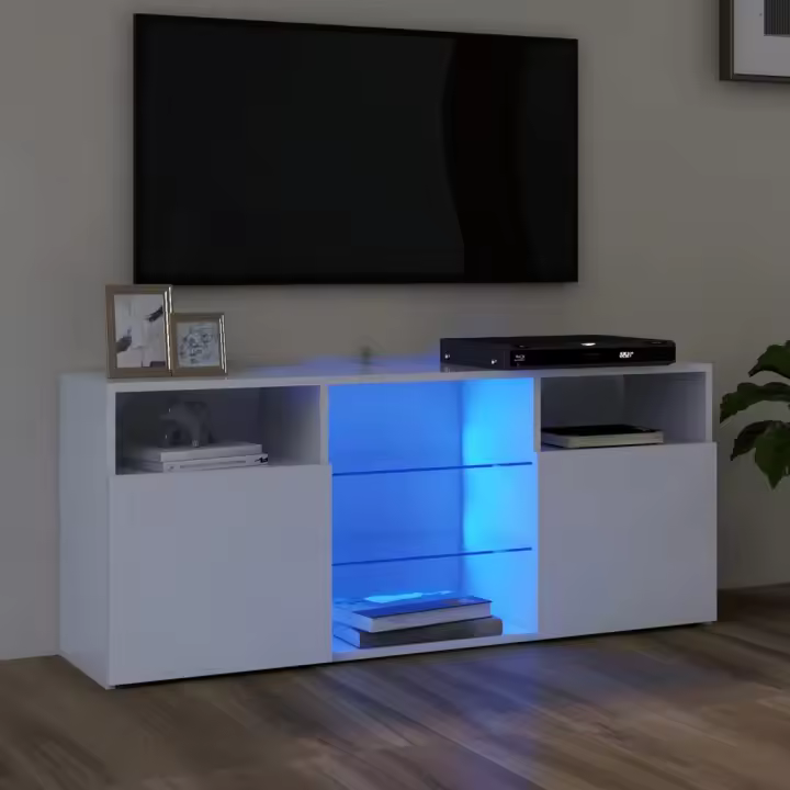 vidaXL Mueble para TV con luces LED blanco 120x30x50 cm - 1