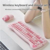 Cute Cat Shaped Wireless Keyboard and Mouse Set, 84-Key 2.4GHz Optical Mouse, Portable ABS Design, Non-Rechargeable AAA Battery, PC Compatible - details 1