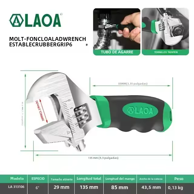 Llave De Monkey Ajustable LAOA 6 Pulgadas/8 Pulgadas Llave De Tubo Con Mango Corto Herramienta Manual Para Control De Aire - 1