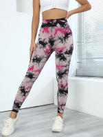 Leggings De Yoga Para Mujer Con Cintura Alta Y Diseño De Encaje Tie Dye Pantalones Elásticos Con Levantamiento De Glúteos Adecuados Para Ejercicio Y Fitness - details 3