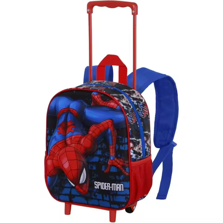 Mochila 3D Spiderman Pequeña, con Ruedas, Trolley 3D Spiderman, Licencia 100% Oficial, 30 x 25 x 10 cm, Karactermania - Kiglam - 1