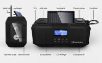 Radio FM portátil con Altavoz Bluetooth Impermeable, Radio de manivela con función de Carga de teléfono móvil, Banco de energía Solar de 4000 mAh, Linterna, luz estroboscópica, luz de Lectura - details 0