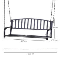 Columbio de Jardín Banco Colgante de 2 plazas Metal Negro 127x60x53cm, ¡Perfecto para Jardines y patios! - details 6