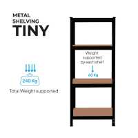 Ociodual Estanteria Metalica Tiny Negro, Estante Ideal para Hogar, Estanterias Trastero, Muebles, Oficina, Estanterias Almacenaje Divisible, Sin Tornillos, 240kg, 4 Baldas MDF, 150x60x30cm - details 7