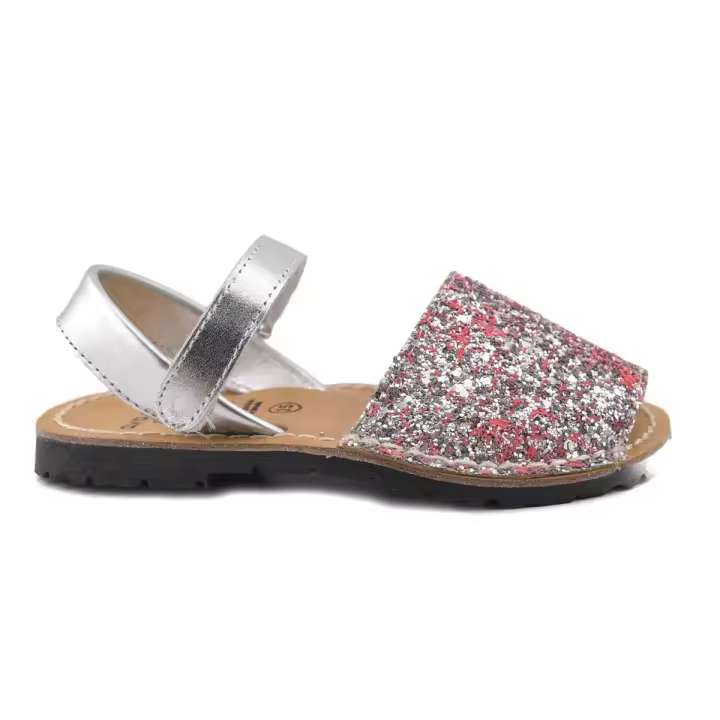 Avarcas C.ortuño - Menorquinas de Piel Plateada y Glitter - Calzado Fabricado en España - 1