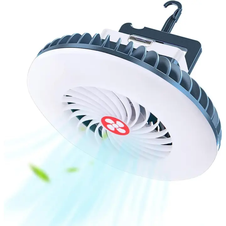 Ventilateur Lamp De Camping Led, Ventilateur Camping Usb Recargable Portátil Con Aimant Crochet Suspensión, 54 Led Et Sortie Entrée Pour Tente Camping Plein Air Lamp Tente Pour Extérieur, Bureau - 1
