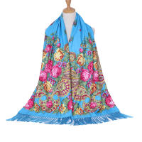Bufanda De Lujo Para Mujer Con Floral Shawl Vintage Con Borlas Cálido Foulard Bandana Estilo Casual Tamaño Grande Para Otoño E Invierno - details 14