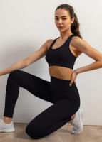 Conjunto De Fitness Para Mujer Verano 2 Piezas Ropa Deportiva Transpirable Sujetador Sin Aros Y Leggings De Cintura Alta Para Yoga Y Gimnasio - details 6