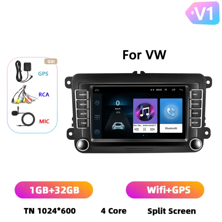 Podofo Radio de coche Android 2 Din para VW Volkswagen Golf 5 6 Touran Passat B6 B7 Polo Jetta Carplay 8+128GB AI Voice WIFI+4G DSP GPS Navegación Multimedia Reproductor de Video - 1