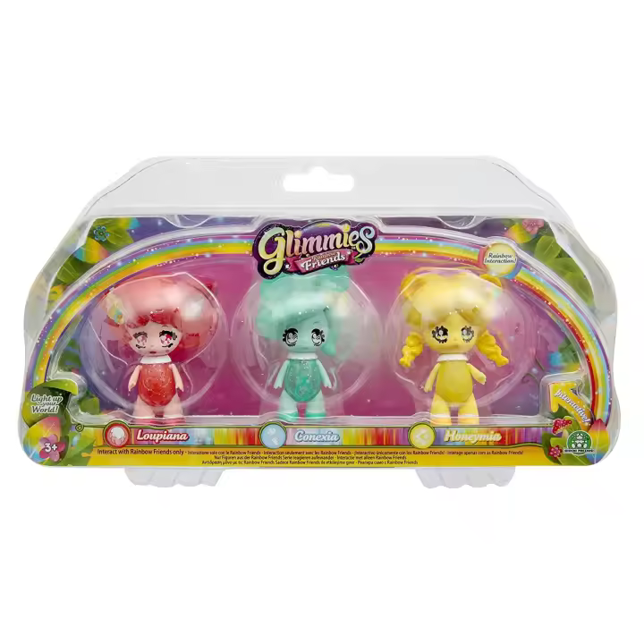 FAMOSA - Figuras Glimmies - Pack de 3 figuras:  Loupiana, Conexia y Honeymia -  Se iluminan en la oscuridad - Coleccionable - Edad recomendada mayores 3 años - 1