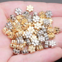 100pcs Cuentas De Flor CCB En Oro Y Plata 7mm Acrílico Espaciadoras Sueltas Para Fabricación De Joyas Pulseras Collares Accesorios - details 5