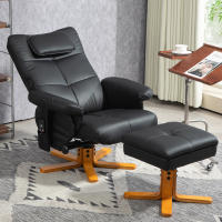 2025 Nuevo Reclinable de Masaje with Taburete y Almacenaje Reclinable para TV with Bolsos Laterales Piel Artificial 78x86x93cm Negro - details 0