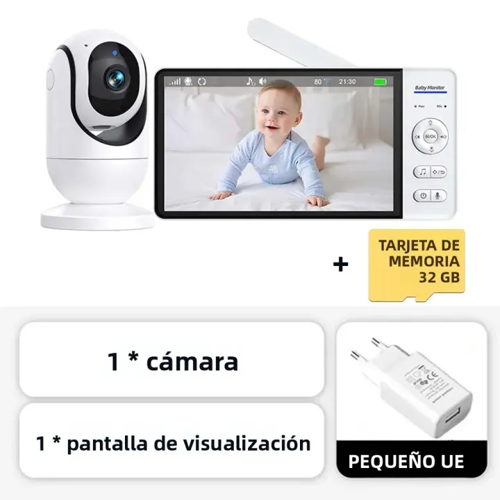 Monitor De Bebé Con Cámara De Seguridad IP Pantalla De 7 Pulgadas Batería De 5000mAh Vigilancia Inalámbrica Para Niños Y Hogar - 1