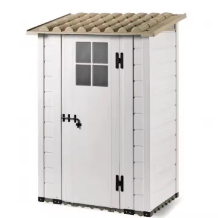 Casa de Jardín Resina Tuscany Evo 100 con 1 Puerta Central, Piso Incluido, Color Beige, 95x139x201H cm - 1