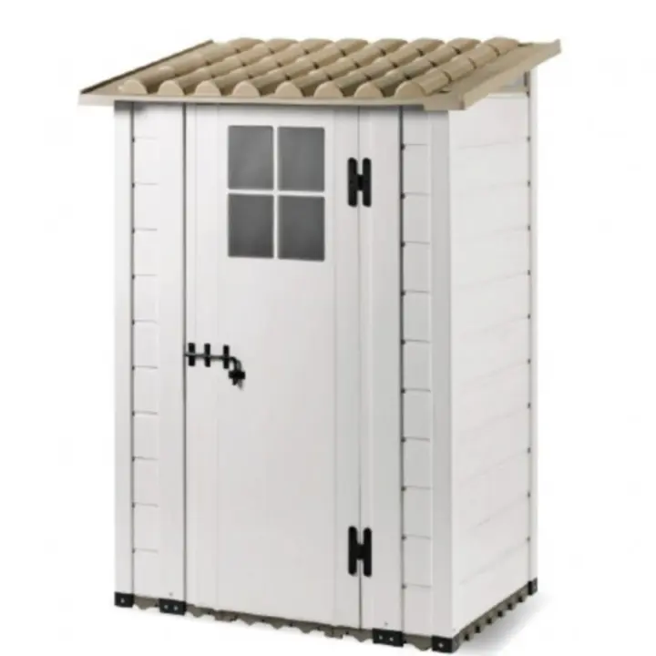Casa de Jardín Resina Tuscany Evo 100 con 1 Puerta Central, Piso Incluido, Color Beige, 95x139x201H cm - 1