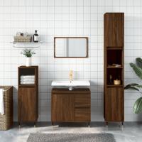 vidaXL Armario de baño madera de ingeniería envejecida 30x30x190 cm en color Madera antigua/Roble Sonoma/Gris hormigón y más | almacenamiento funcional diseño moderno para baño dormitorio sala - details 7