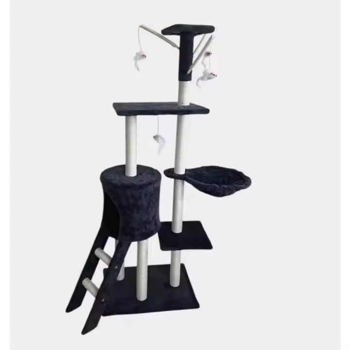 Árbol Rascador 50x35x138cm Gris Poste De Sisal Natural arbol para Gatos con Plataforma Torre Rascador Escalador para 2-3 Gatos Medianos Arboles con Nidos Hamaca Plataformas  y Juguete interactivos para gatos 51093 - 1