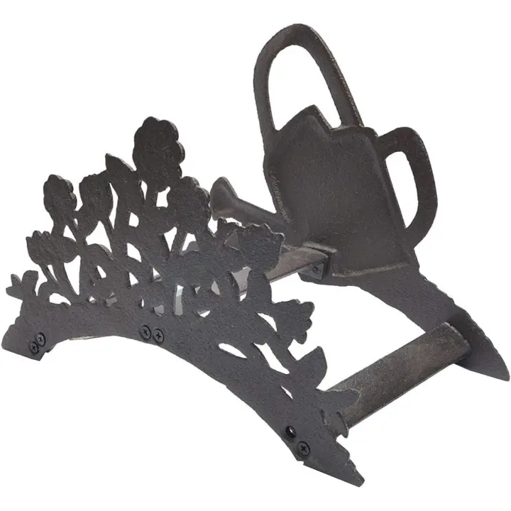 Heavy Duty Garden Hose Holder Cast n Hose Holder Bracket Wall Hanger Garden Storage Water Hose Holder Black Pot - 1