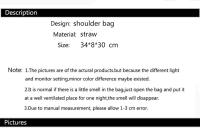 Bolso De Hombro De Paja Para Mujer De Verano De Alta Calidad Bolso De Viaje Hecho a Mano Gran Capacidad De Bolsas De Playa Estilo De Cesta Con Cierre De Cremallera - details 0