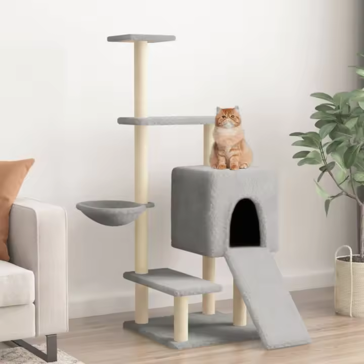 vidaXL Rascador para Gatos con Postes de Sisal Árbol Torre de Escalada Color Crema,  Gris claro,  Gris oscuro y mas - 1