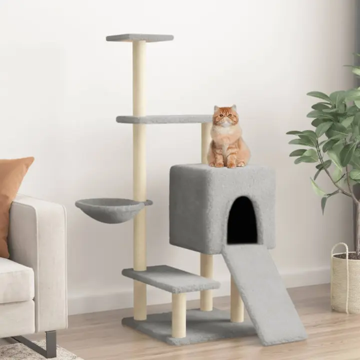 vidaXL Rascador para Gatos con Postes de Sisal Árbol Torre de Escalada Color Crema,  Gris claro,  Gris oscuro y mas - 1