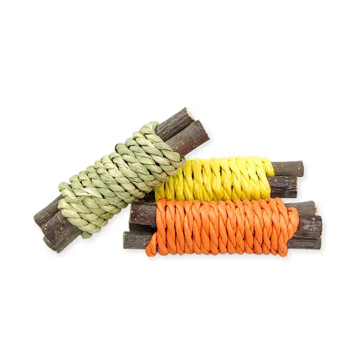Juego De 3 Juguetes Para Morder De Conejo Hecho Con Madera Orgánica Y Hierba Para Ratas De Cachorro Hamsters Y Cochinillos Herramienta Para Masticar Y Moler Dientes - 1
