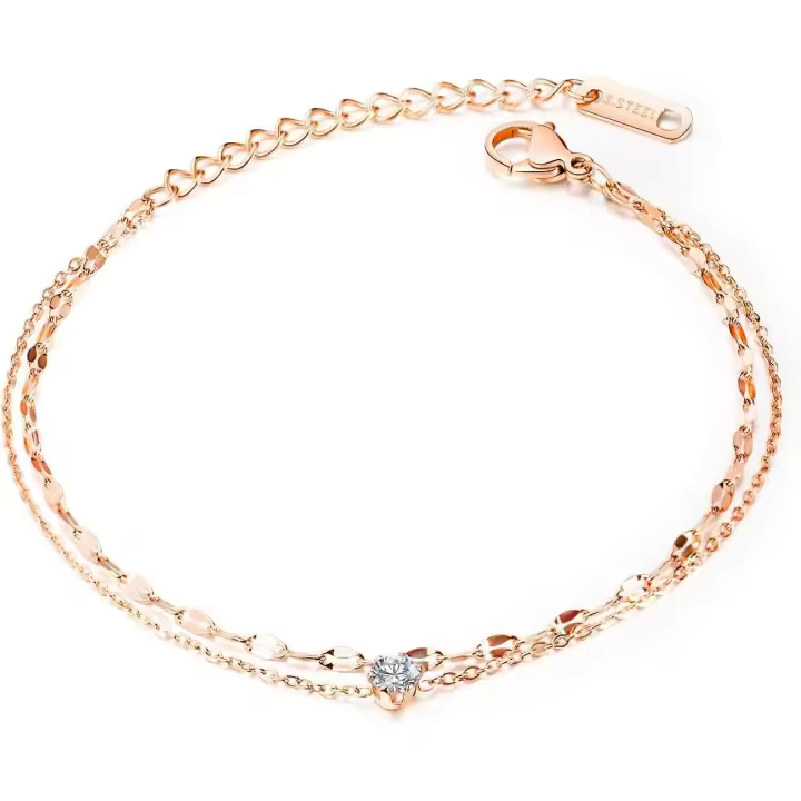 JSNOM Pulsera Mujer Plata Ajustables: Pulseras para Niñas Amistad de Acero con 3A Circonita Cúbica, Regalo para Cumpleaños día de San Valentín Navidad Novia Hija Mamá (Silver) - 1