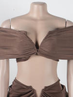 Conjunto De Dos Piezas Para Mujer Beyprern: Vestido Largo Y Falda Alta Con Cintura Alta Y Top Sin Mangas Estilo Sexy Para Club Noche - details 3