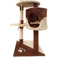 COTTECOTA-Árbol rascador para Gatos Altura 60*56.5*111.5cm Árbol para Gatos Azul Marrón Beige Torre Arbol de Escalada de Múltiples Niveles con Cueva Espaciosa Postes Rascadores de Sisal 40452,40438 - details 5