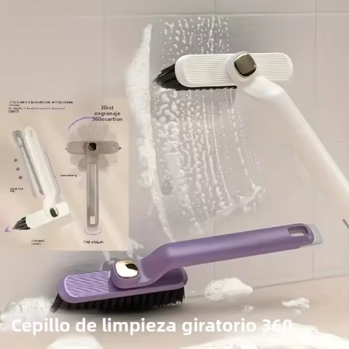 Cepillo De Limpieza Para Paredes De Azulejos Del Baño Con Cepillo Rotativo Y Bristles Fuertes Para Espacios Estrechos Cepillo De Mano Ecológico Para El Hogar - 1