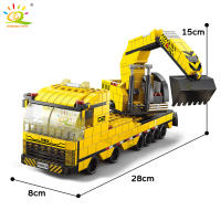 HUIQIBAO 1000pcs Juego De Bloques De Construcción Para Niños Camión Grúa De 6 En 1 Bulldozer Coche De Construcción De La Ciudad Bloques De Ingeniería Para Niños - details 2