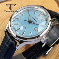 Reloj Automático Tandorio Para Hombre 40mm Doble Domed Sapphire NH35 Water Resistance 20BAR Con Fecha Y Espalda De Vidrio En Cuero Polido - details 4