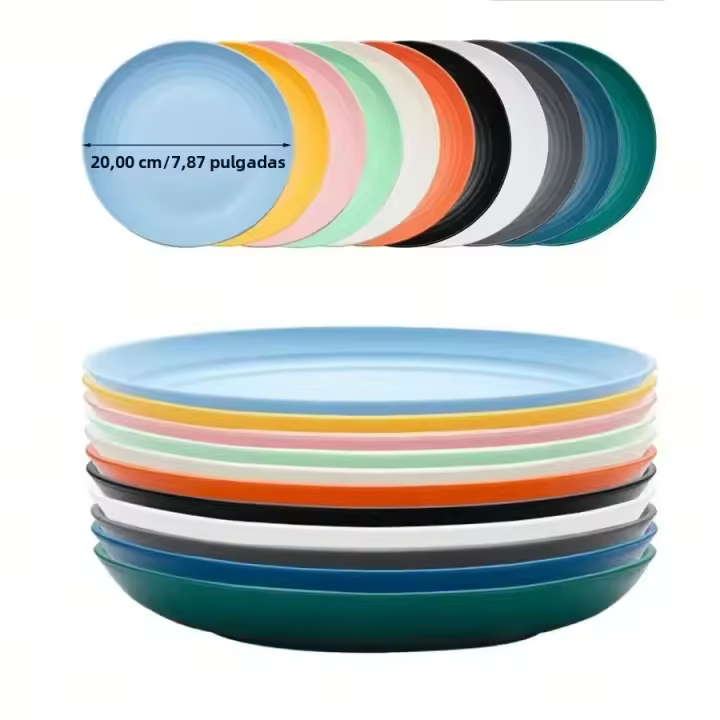 Plato Redondo De Plástico PP Reutilizable Para Camping Picnic Cocina Microondas Y Lavavajillas Resistente Al Calor 11 Piezas - 1