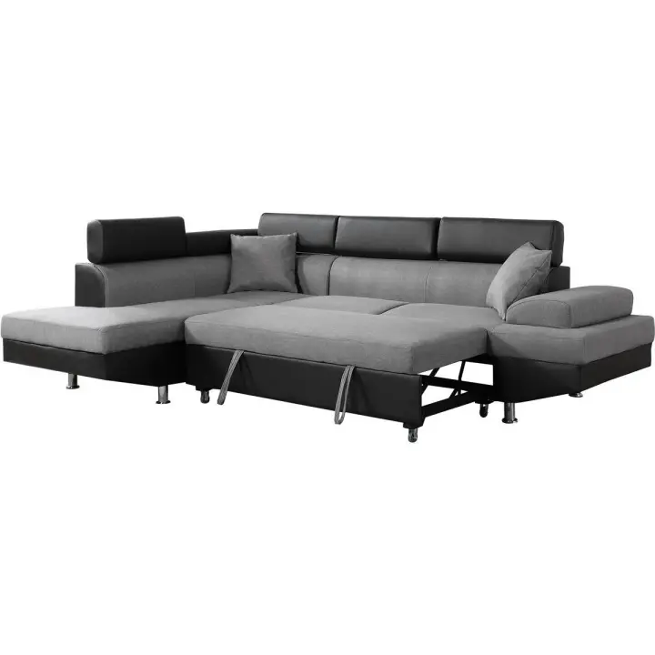 Sofá esquinero "Sophia luxe" - Negro/ Gris - Esquina izquierda - 1