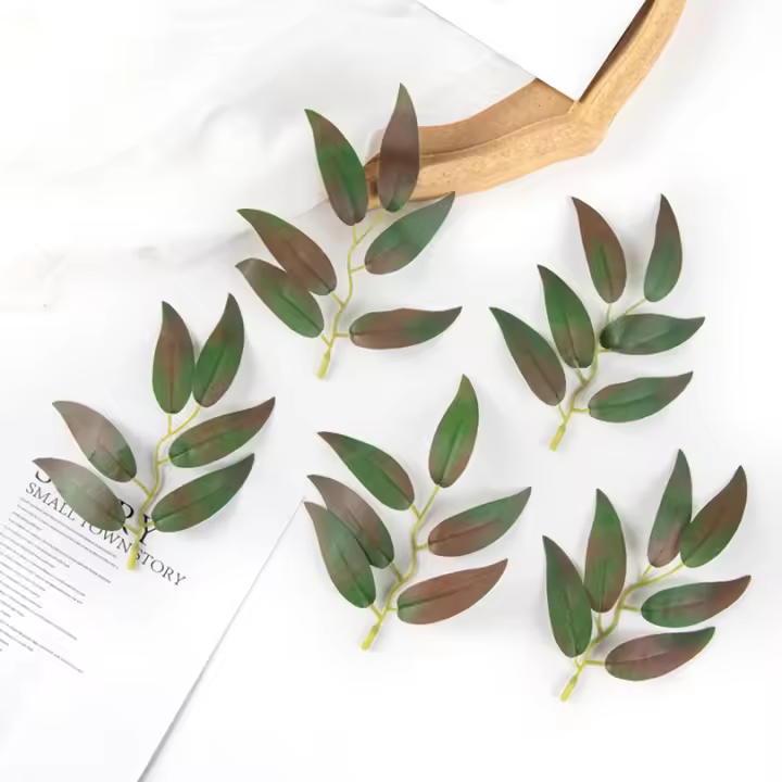 50Pcs Hojas De Planta Artificial En Silicio Para Decoración De Hogar Navidad Boda Fiesta Accesorios De Fondo DIY Caja De Caramelo Scrapbooking - 1