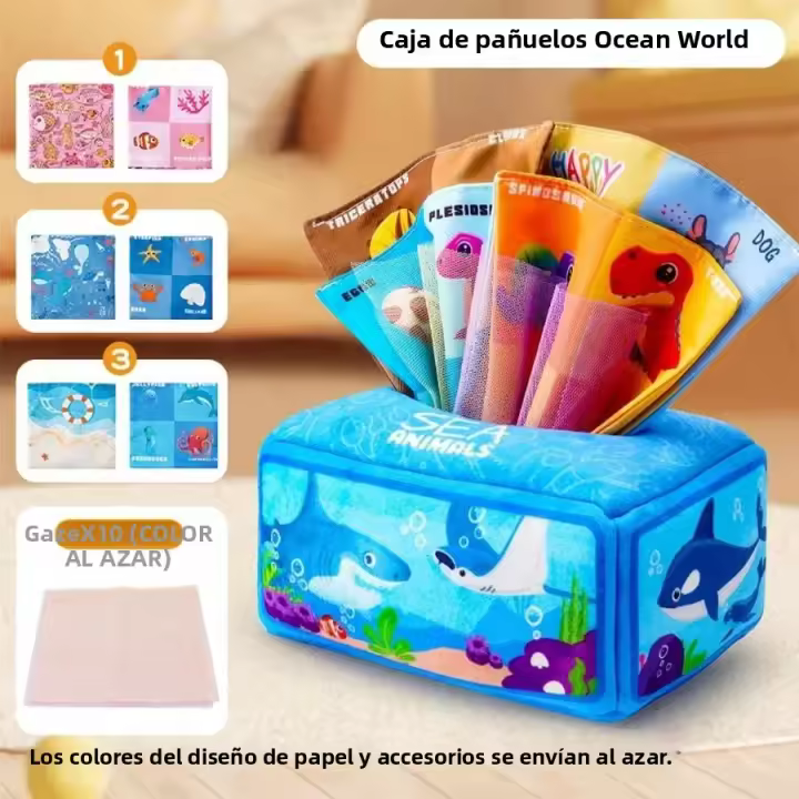 Juguete Sensorial Para Bebé Tissue Box Montessori Adecuado Para 6 a 12 Meses Suave Plegado Educativo Para El Desarrollo Infantil - 1
