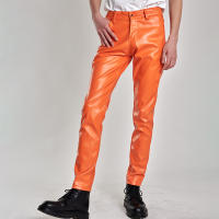 Pantalones De Cuero Para Hombre Ajustados Con Stretch Moda PU Para Fiestas Y Baile Cierre De Cremallera Estilo Chic - details 2