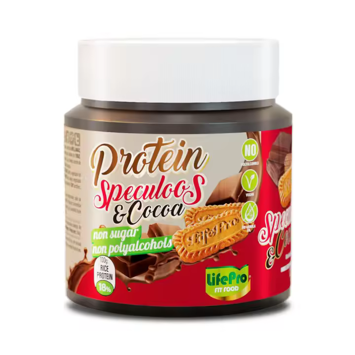LIFE PRO FITFOOD HEALTHY PROTEIN CREAM SPECULOOS & COCOA 250G - Crema Hiperproteica - Sabor Galleta Caramelizada y Chocolate - 1