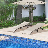 Outsunny Set de 2 Tumbonas 196x61x53cm con Mesita Plegable 40x40x40cm de Ratán para Jardín Exterior con Cojines Beige y Marrón - details 1