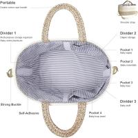 Organizador de pañales para Bebe, cesta de almacenamiento portátil de Algodón con Cuerda, cesta de baño con compartimientos intercambiables, Gift para recién nacidos - details 1