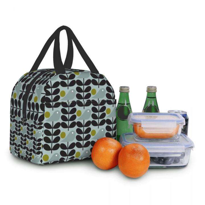 Orla Kiely Birds Insulated Lunch Bags for Women Scandinavian Flowers Portable Cooler Thermal Food Lunch Box Work School Travel